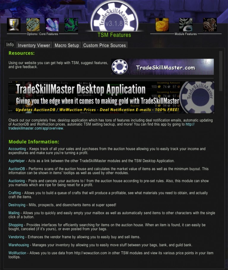 curse tradeskillmaster modules